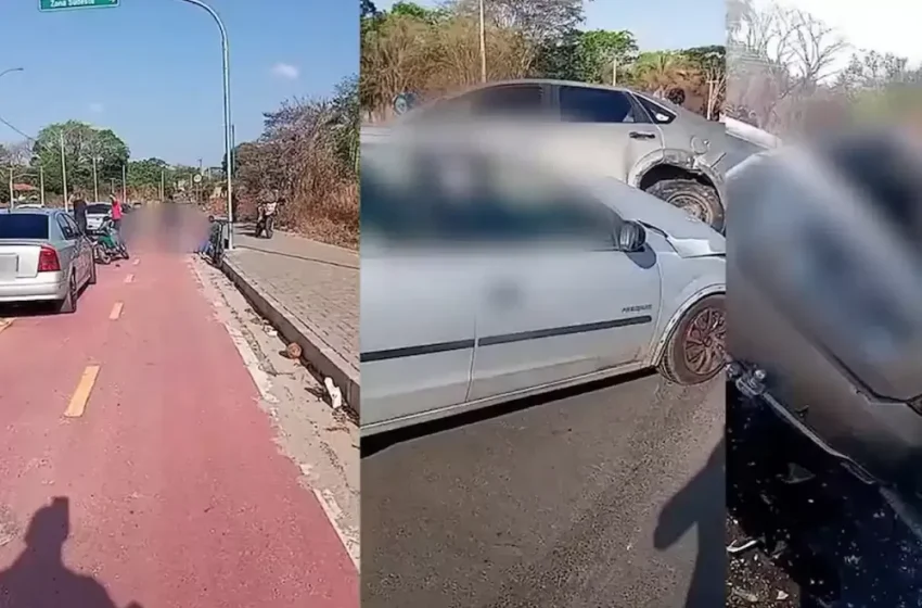  Carro capota e fica sobre outro após colisão em Teresina