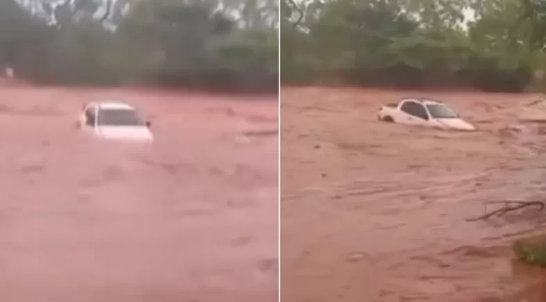  Chuvas provocam pânico após carro ser arrastado por enxurrada no PIauí