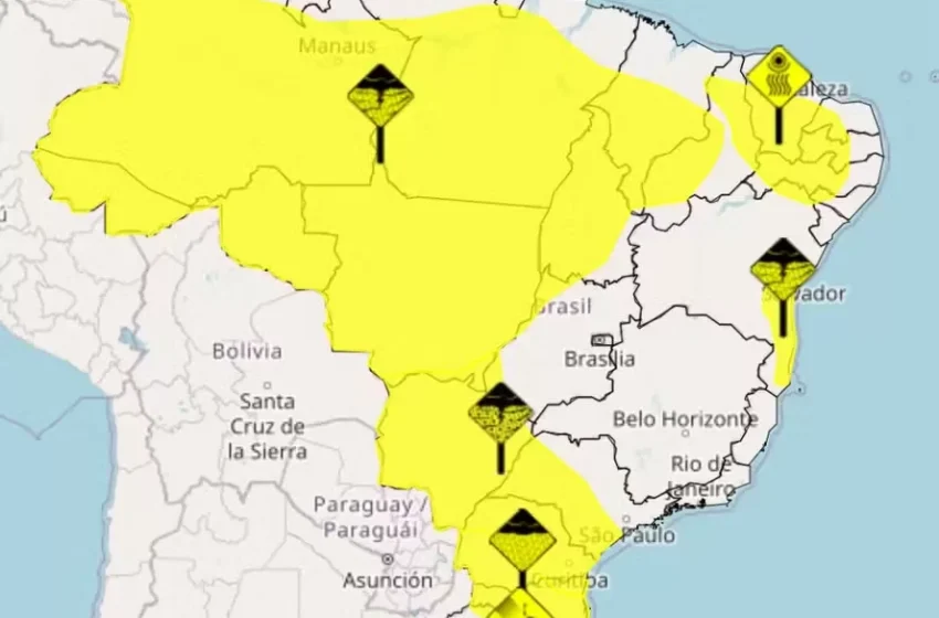  Após dias de calor intenso, semana começa com alerta de tempestade em boa parte do país
