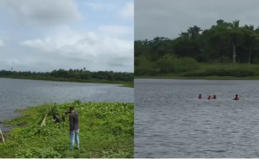  Mergulhadores iniciam varredura em lago durante buscas por crianças desaparecidas em Bacabal