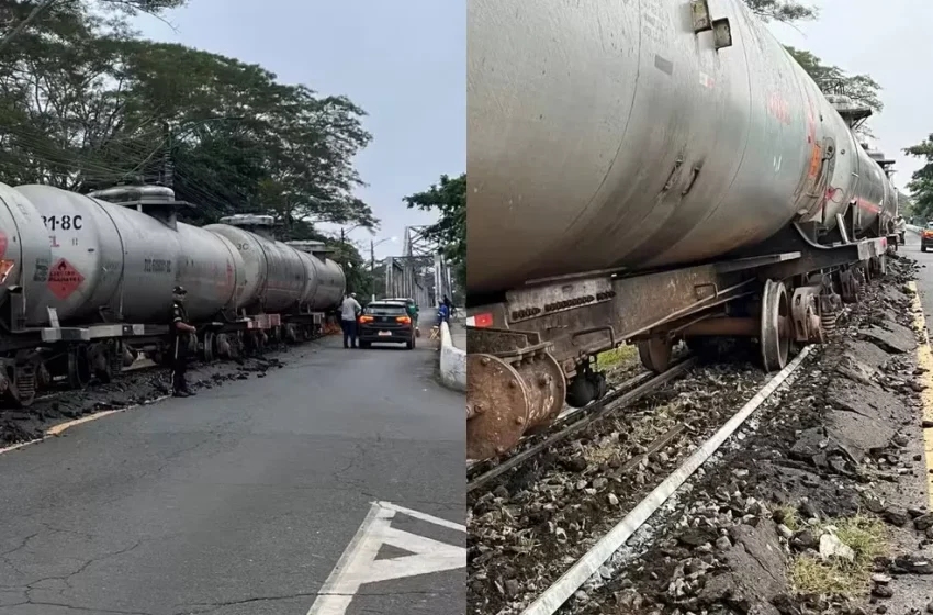  Trem descarrila e interdita Ponte Metálica